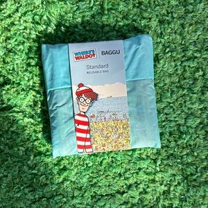 RARE NWT BAGGU Standard Baggu Tote + Carrying Pouch WHERE’S WALDO